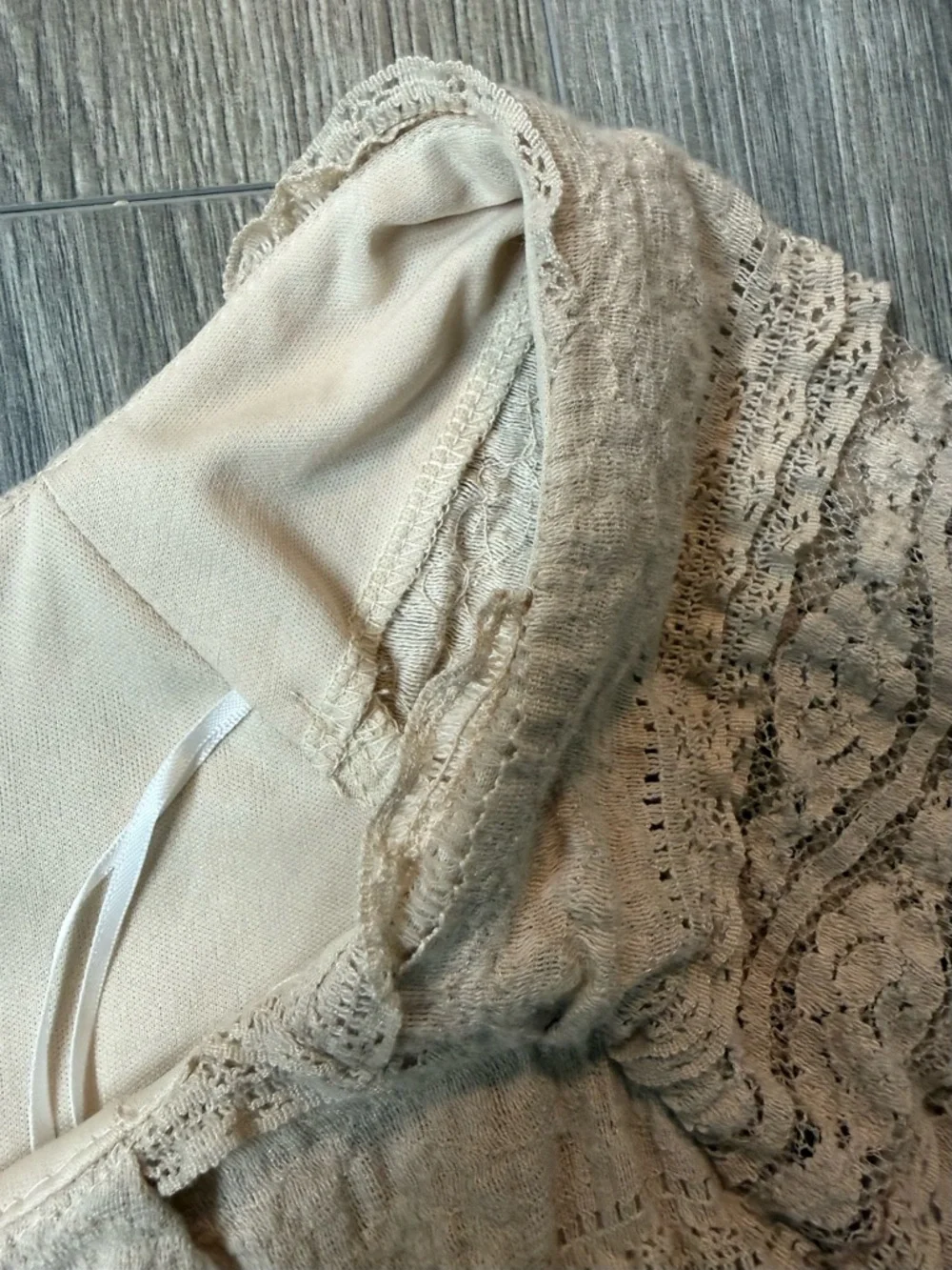 Chris McLaughlin Beige Textured Lace Dress Half Sleeve Peasant Boho Romantic 6P - Picture 2 of 8